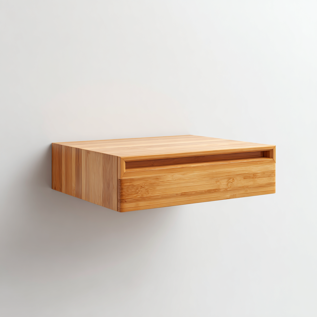 Movqi Bamboo Floating Nightstand with Drawer